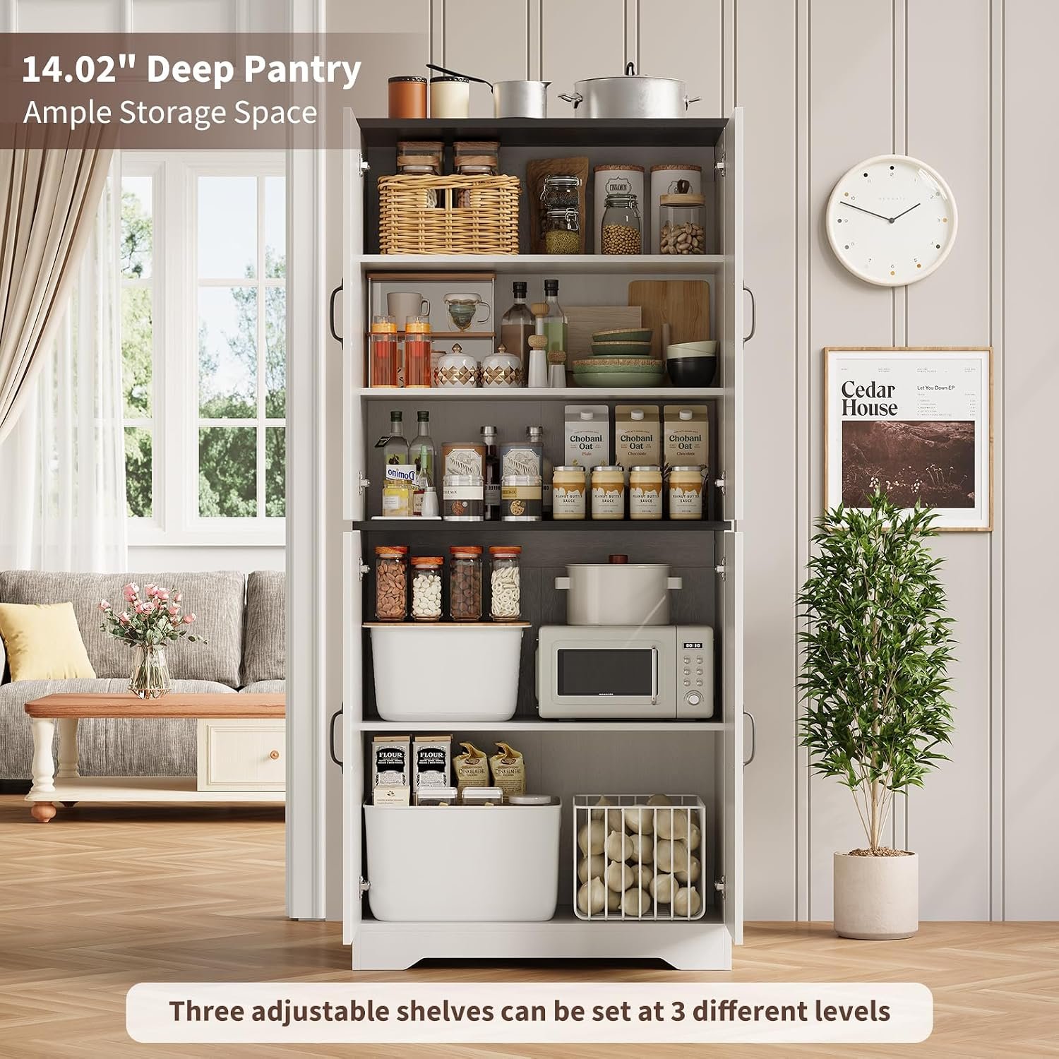 70-Inch Tall Kitchen Pantry Storage Cabinet with 3 Adjustable Shelves - Image 3