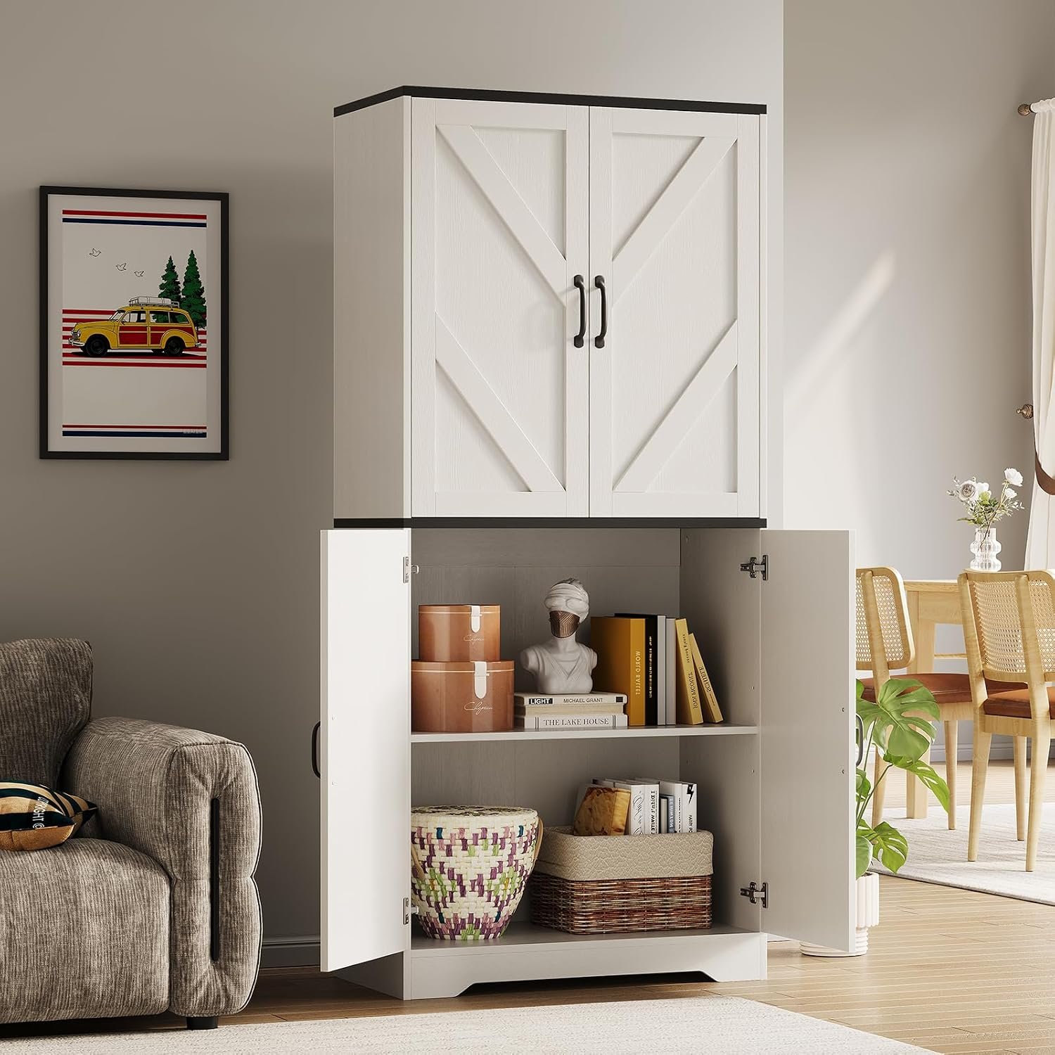 70-Inch Tall Kitchen Pantry Storage Cabinet with 3 Adjustable Shelves - Image 6