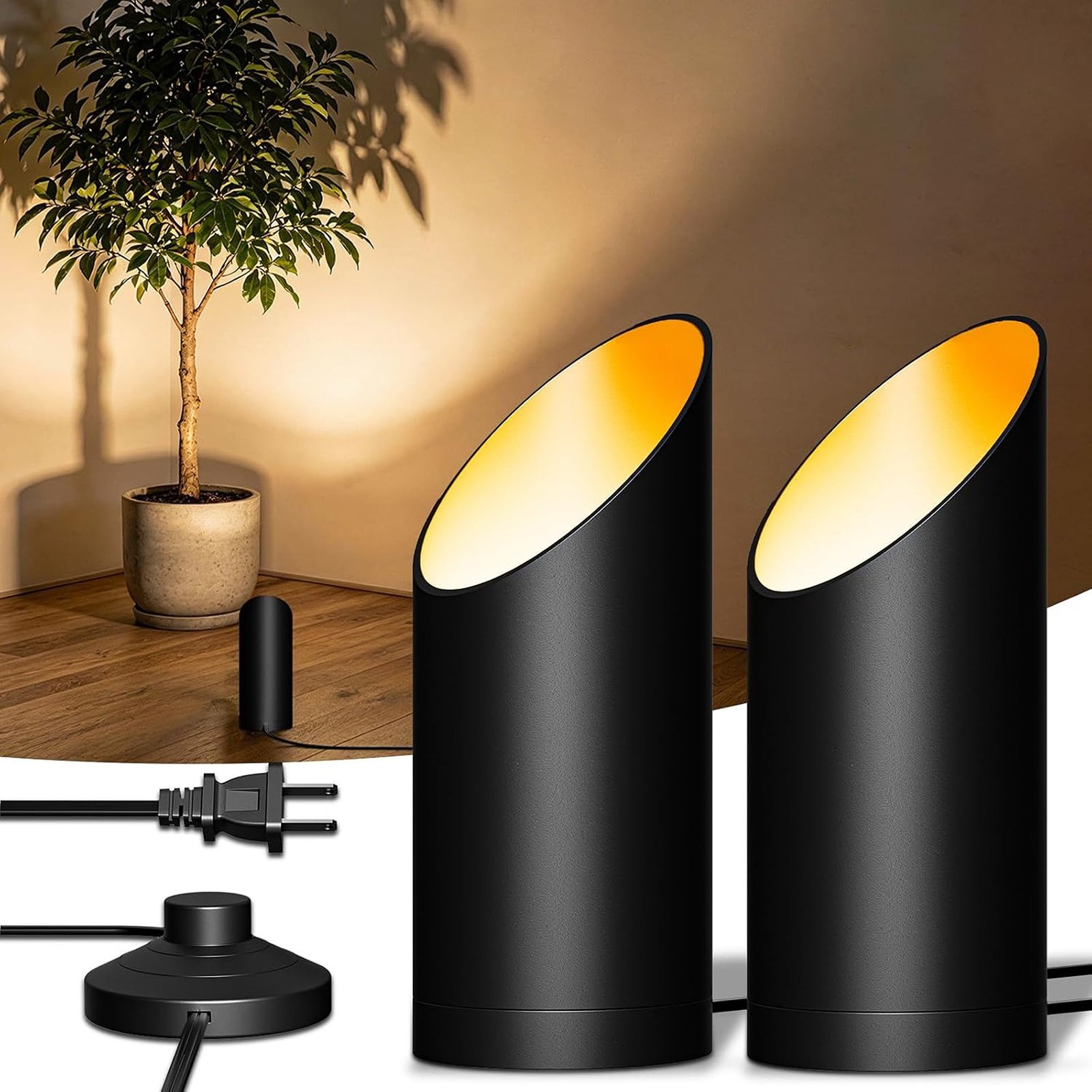 Indoor LED Floor Uplight Spotlight with 7W GU10 Bulbs, 3000K Warm White