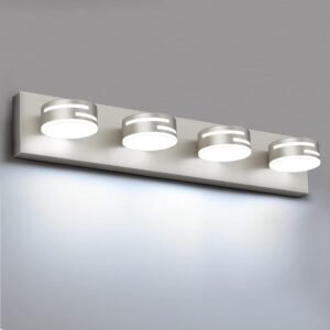 24-Inch Modern 4-Light LED Bathroom Vanity Fixture with Dimmable Rotating Heads, Brushed Nickel
