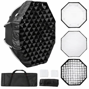 24-Inch Foldable Octagonal Photography Softbox with Quick-Release Mount, Grid and Carrying Bag