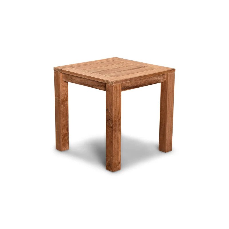 Traditional Square Teak Wood Accent Side Table - Image 2