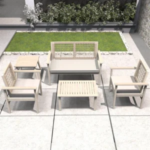 Solid Wood Outdoor Bench and Chair Seating Set