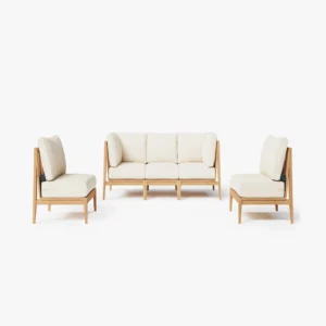 Five-Seater Teak Wood Outdoor Sofa and Armless Chair Set