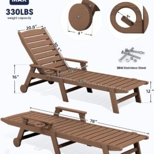 Set of 4 All-Weather HDPE Outdoor Poolside Lounge Chairs