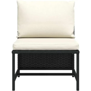 Modern Black PE Rattan Modular Lounge Chair with Cushions for Indoor and Outdoor Use