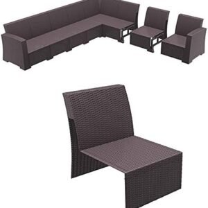 Commercial-Grade Brown Armless Outdoor Patio Chair