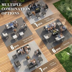 7-Piece Aluminum Outdoor Patio Sectional Sofa Furniture Set