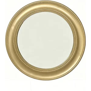 26-Inch Vintage Round Wall Mirror with Decorative Iron Frame, Brushed Gold