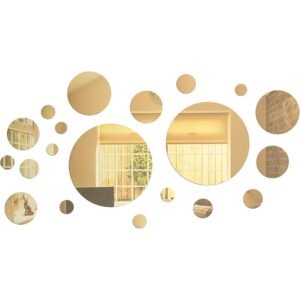32-Piece Removable Round Acrylic Mirror Wall Stickers for Home Decor, Gold