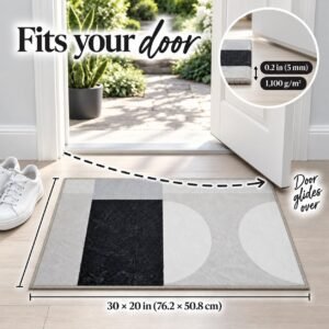 Black and White Geometric Washable Indoor Front Door Mat for Entryway