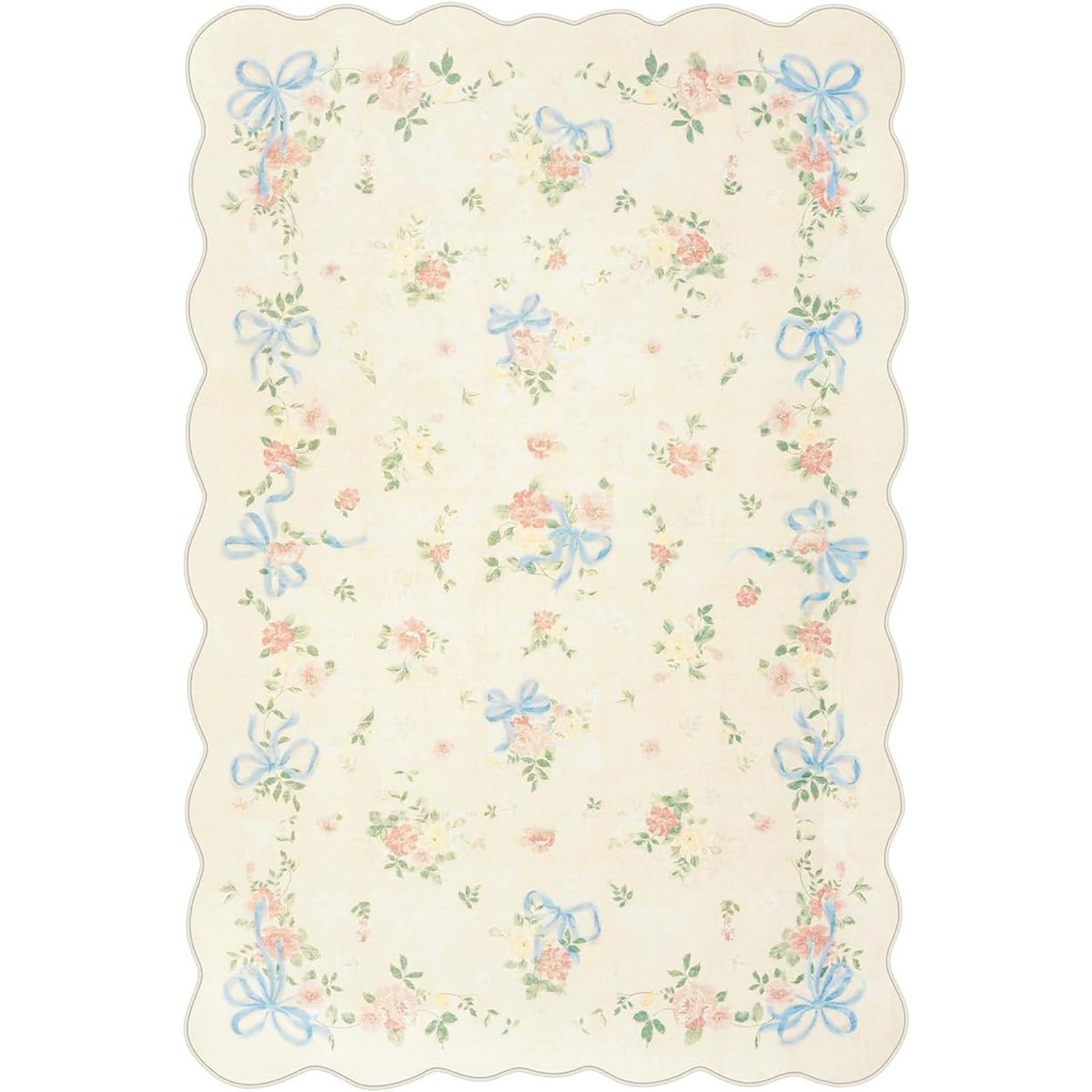 4x6 Boho Bow Floral Area Rug, Soft Washable Bedroom Carpet with Non-Slip Backing - Image 3